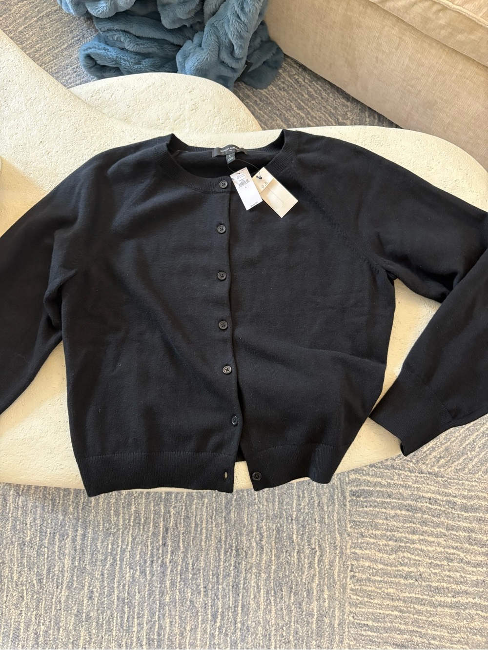 J. Crew Black Button-Up Crewneck Cardigan